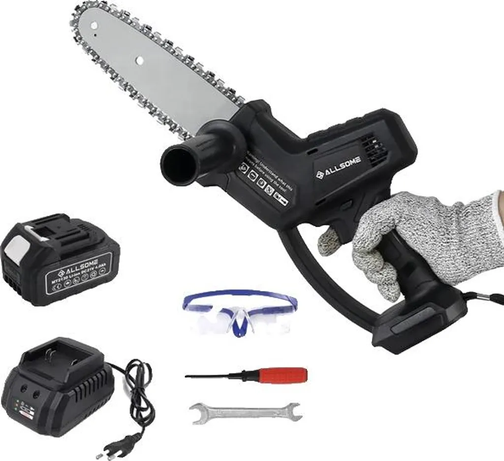 Motosega a batteria, 21 V, sega elettrica per alberi