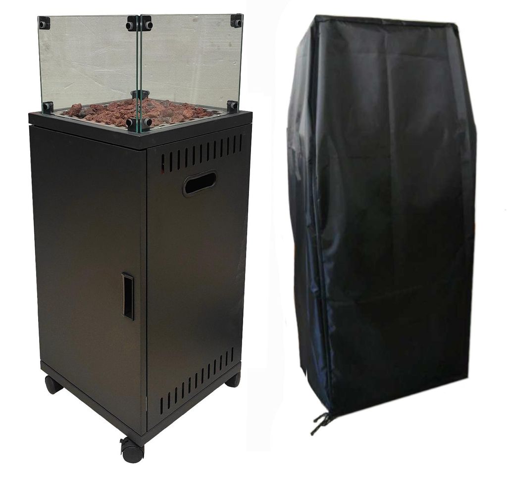 Heizstrahler Gasheizstrahler Terrasse Terrassenfeuer Heizpilz 8kW mit Rollen,Farbe:schwarz