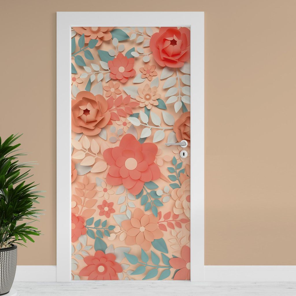 Türfolie "Papierblumen" 90x200cm Türposter Deko Aufkleber Folie Tapete TF02-27