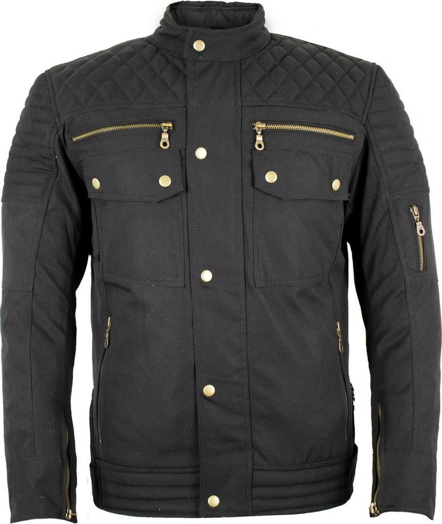 Herren Motorrad Textiljacke mit Protektoren schwarz Wind Produktbild 