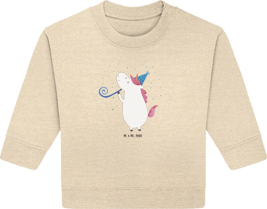 Mr. & Mrs. Panda Organic Baby Pullover Einhorn Party 12. - 18. Monat - Natural Raw - Geschenk, Bullover, Einhörner, Konfetti, Fest, Alkohol, Unico...