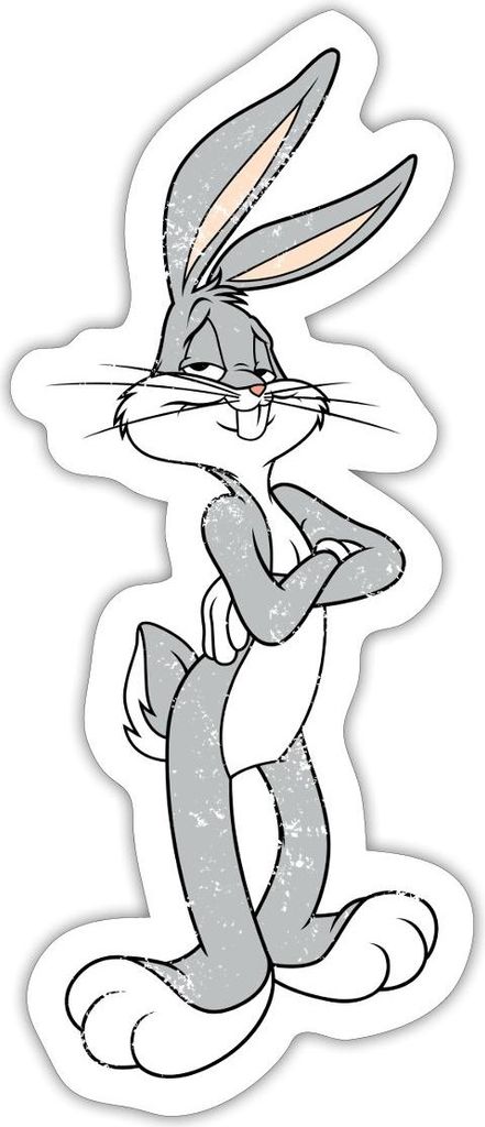 Spreadshirt Looney Tunes Bugs Bunny Vintage Pose Sticker Aufkleber, 10 x 10 cm, Mattweiß