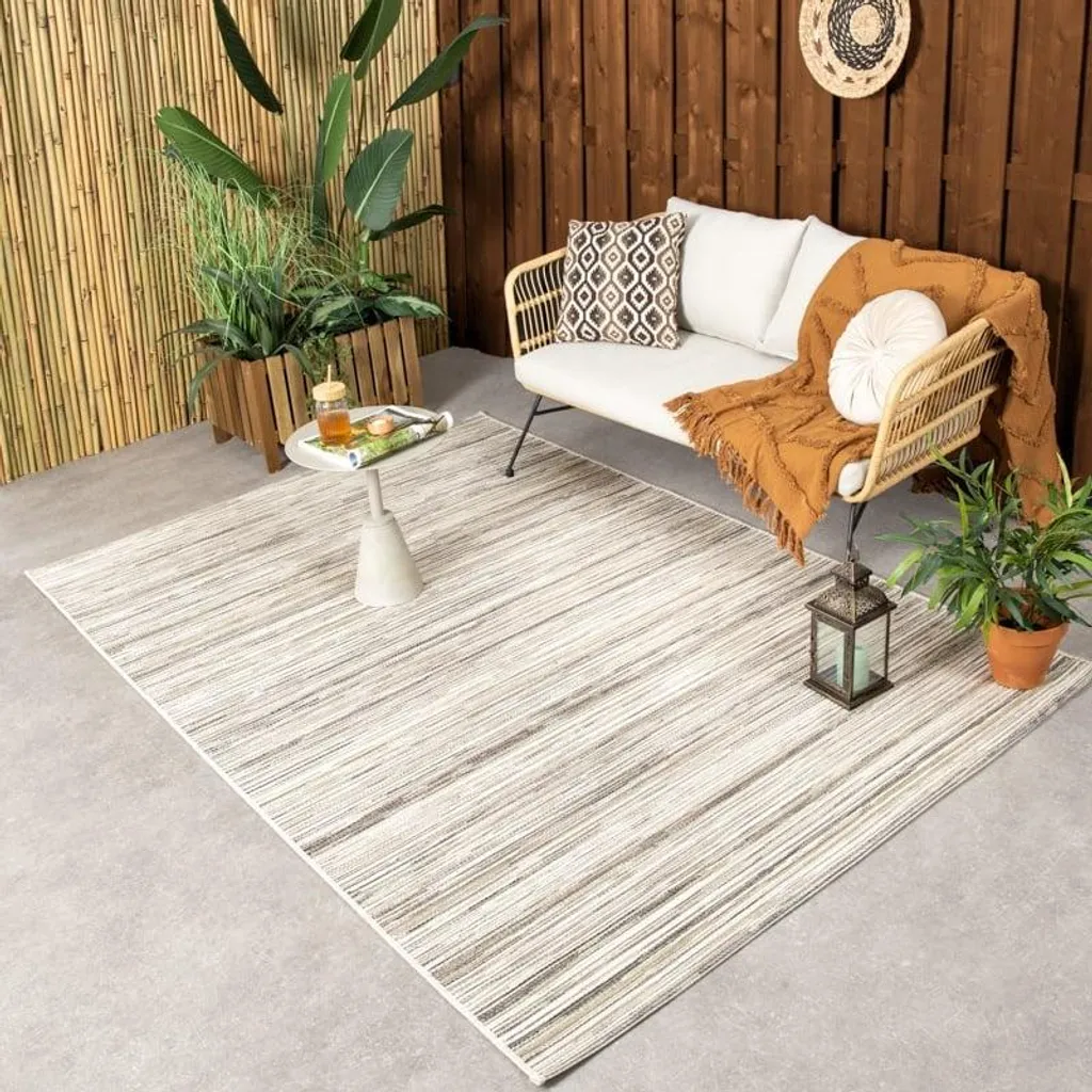 Tapis scandinave rond Volero Torres Sable 200x290 cm facile entretien