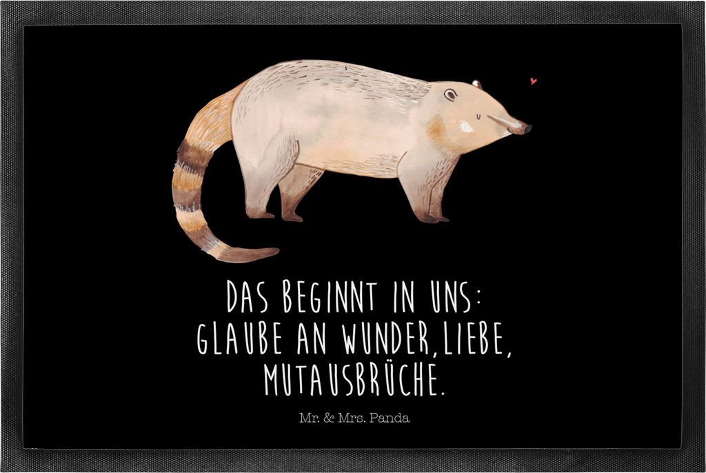 Mr. & Mrs. Panda Schmutzfangmatte Nasenbaer 40 x 60 cm - Schwarz - Geschenk, Fussmatte, bodenmatte, Fußabtreter, Lustige Sprüche, Nasenbären, Na...