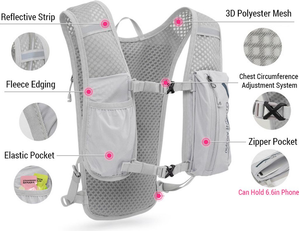 Laufrucksack, leicht, Trinkrucksack, 5 l, 140g, Laufen, Produktbild 3