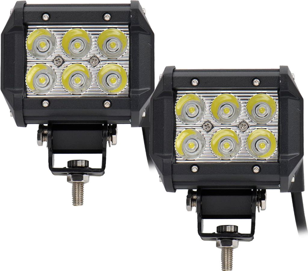 Greenmigo 2x 18W LED Arbeitsscheinwerfer Offroad Scheinwerfer Zusatzscheinwerfer Spot Light Bar 4WD ATV