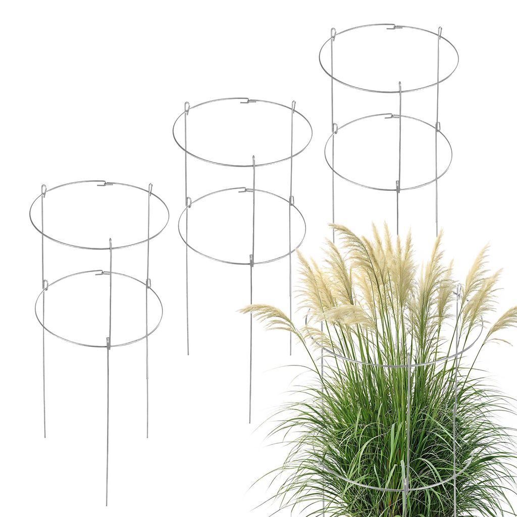 KADAX Blumen- und Pflanzenstütze, 90 cm, Gartenring, Stahlstütze, 3 Stück