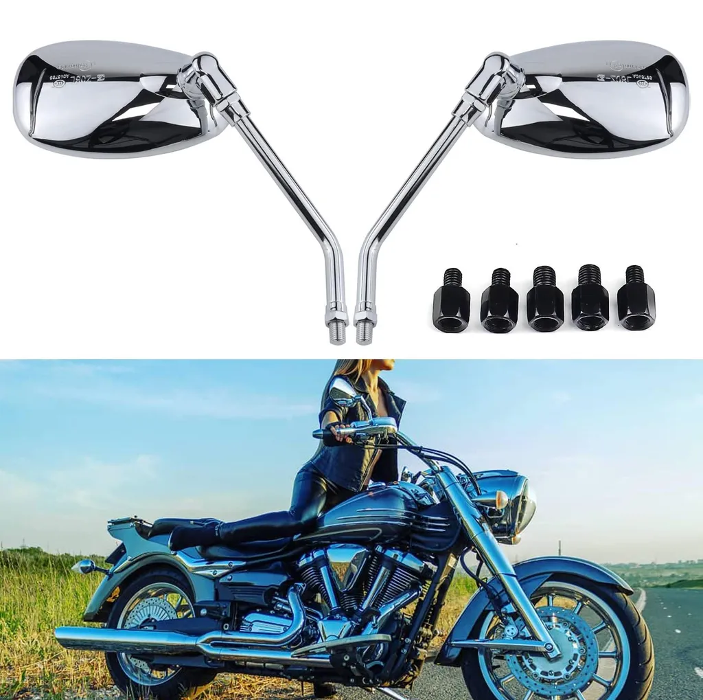 Rétroviseur Moto Chromé Universel M10 M8 pour Custom et Chopper