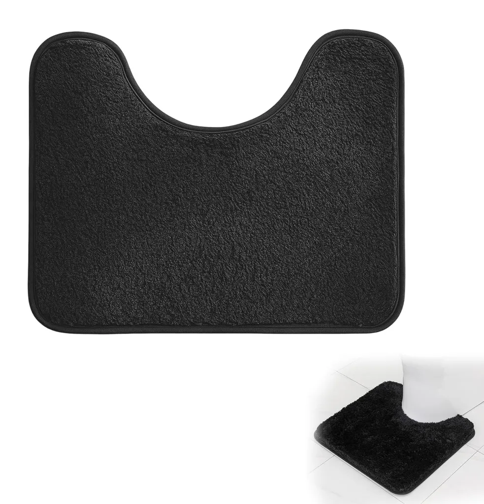 Tapis de WC imperméable en forme de U - Accessoire salle de bains bois