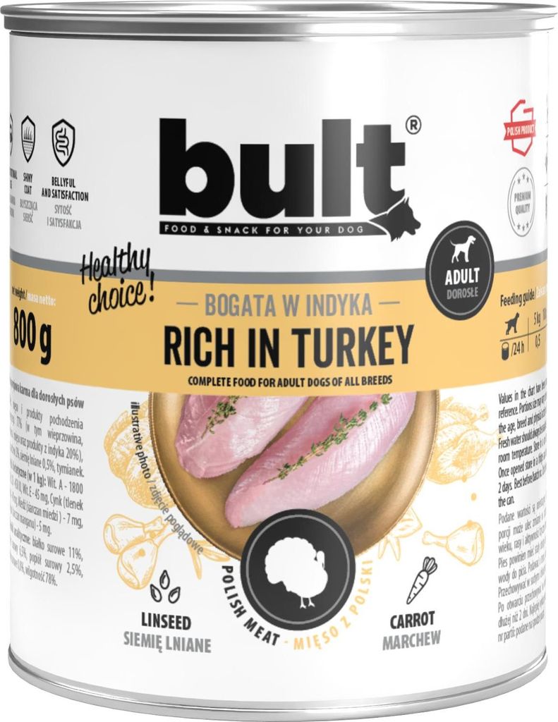 Mokra Karma Dla Psa Bult Puszka Bogata W Indyka 800G Zdjęcie produktu 