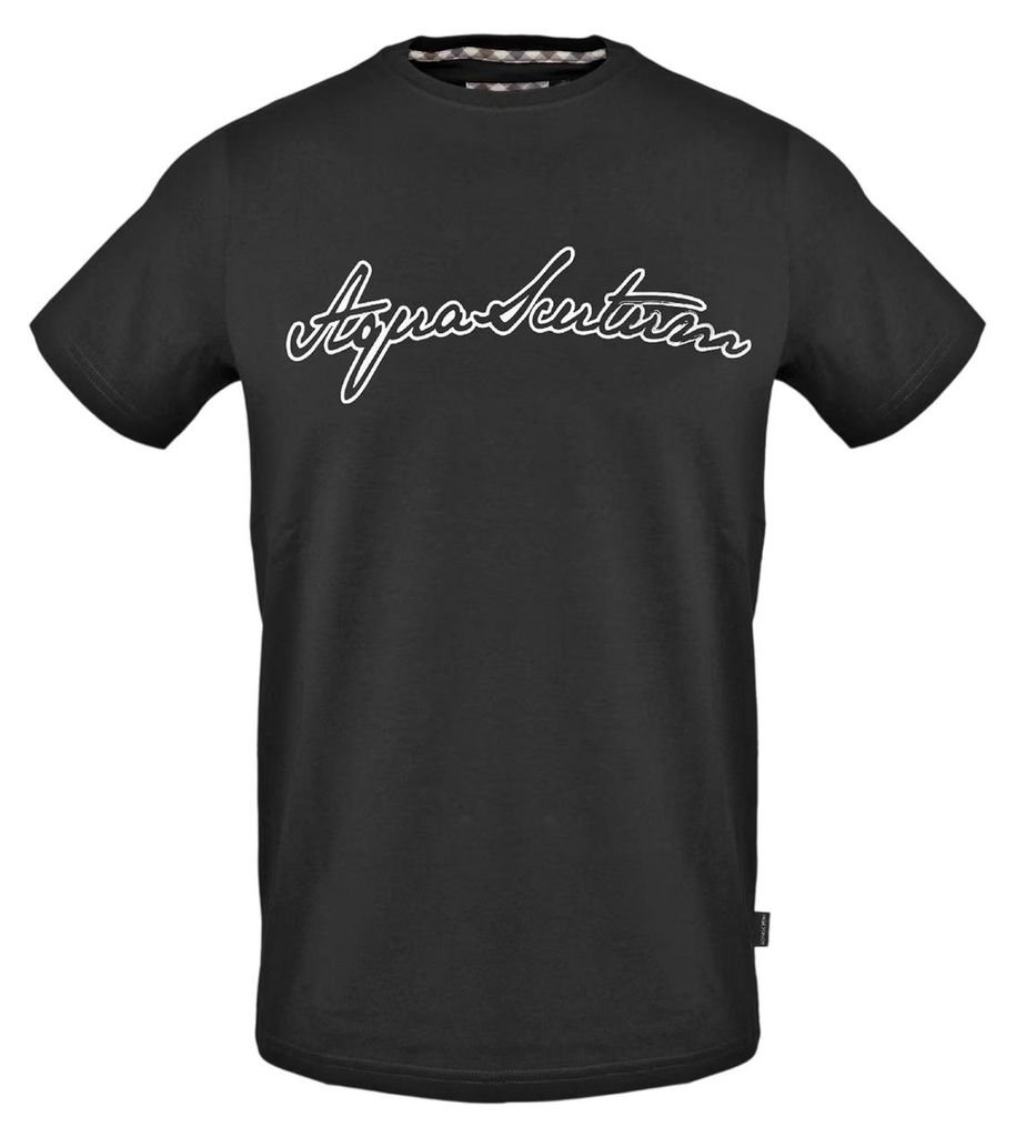 Aquascutum - T-Shirt für Herren/Damen Uni, Rundhalsausschnitt GT24098 (XXL) (Schwarz)