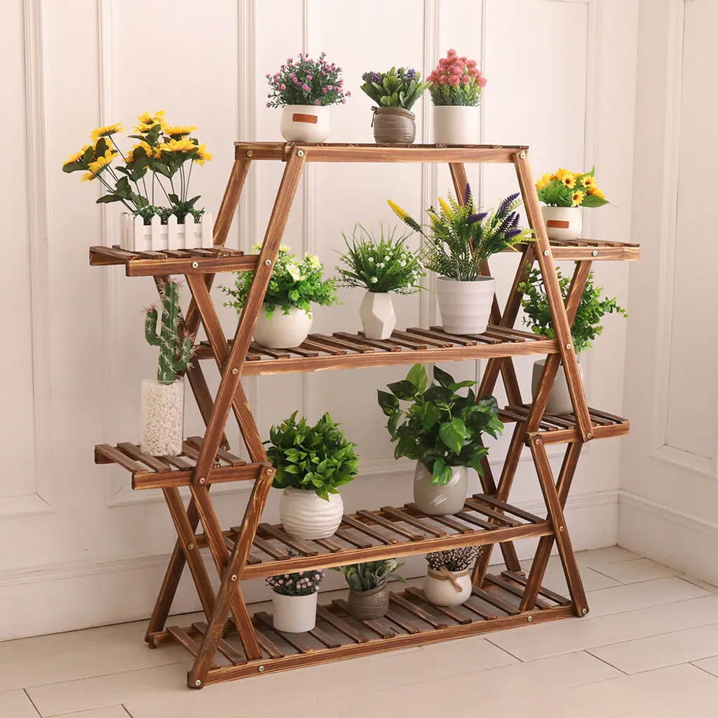 Escalier à fleurs 6 niveaux en bois traité 90cm support de plantes