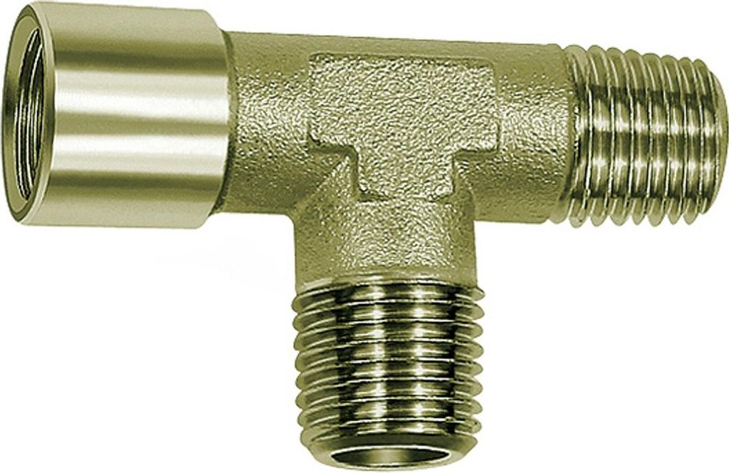 Riegler T-Stück, außen/außen/innen, G/R 1/2, SW 21, Messing vernickelt