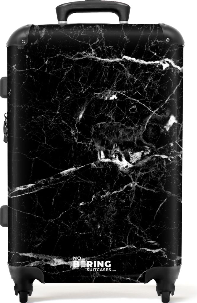 NoBoringSuitcases.com Großer Koffer - Marmor - Schwarz - Marmoroptik - Luxus - Kombinationsschloss TSA - Hartschalen Trolley 4 Rollen - 72 liter...
