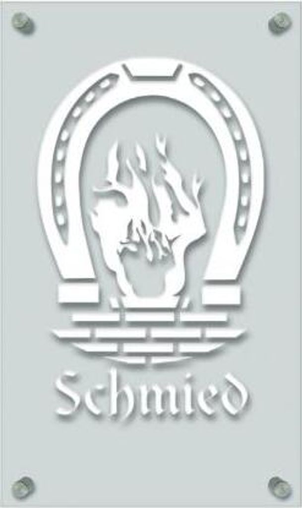 Zunftschild Handwerkerschild - Schmied - beschriftet auf edler Acryl-Kunststoff-Platte – 309408 Color - weiß