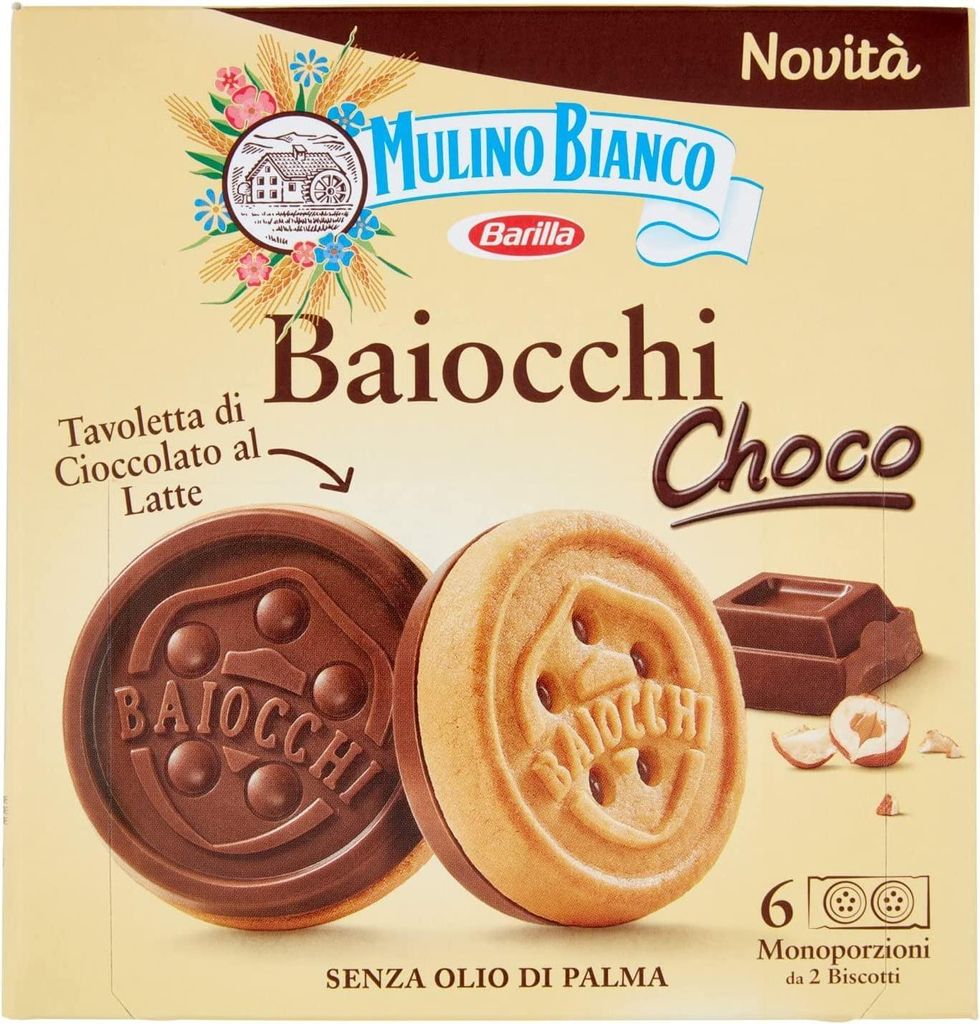 Mulino Bianco Baiocchi choco Schokokekse, kekse Mürbegebäck und Milchschokoriegel mit Haselnüssen, Ausgezeichnet als Snack 144 gr