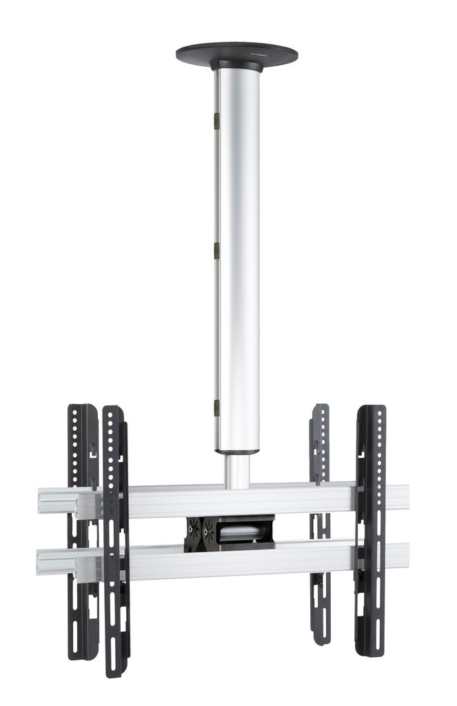 VCM Universal TV Deckenhalterung für 2x TVs | 42-65 Zoll bis 60 kg | bis VESA bis 600x400 | höhverstelbar 74-130 cm | TV Halterung 360 Grad schwe...