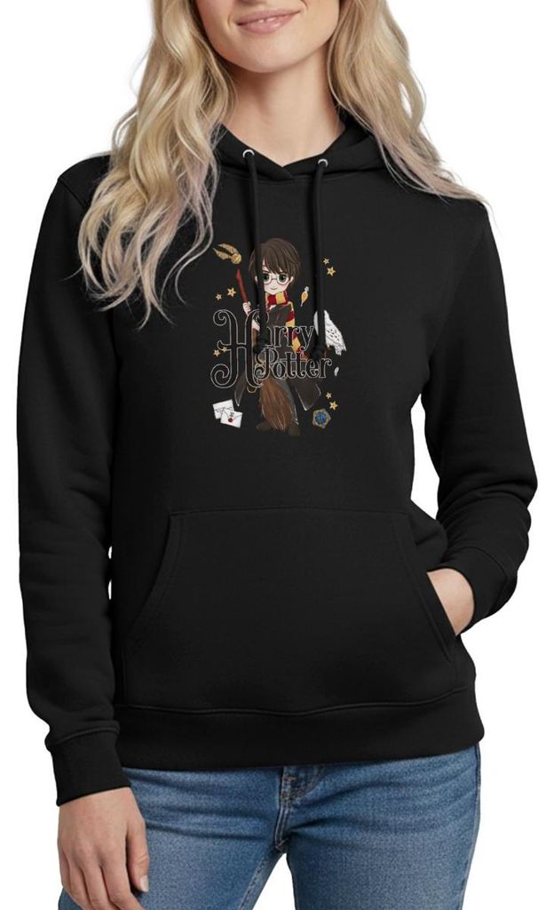 Spreadshirt Harry Potter Elemente Damen Hoodie, XXL, Schwarz