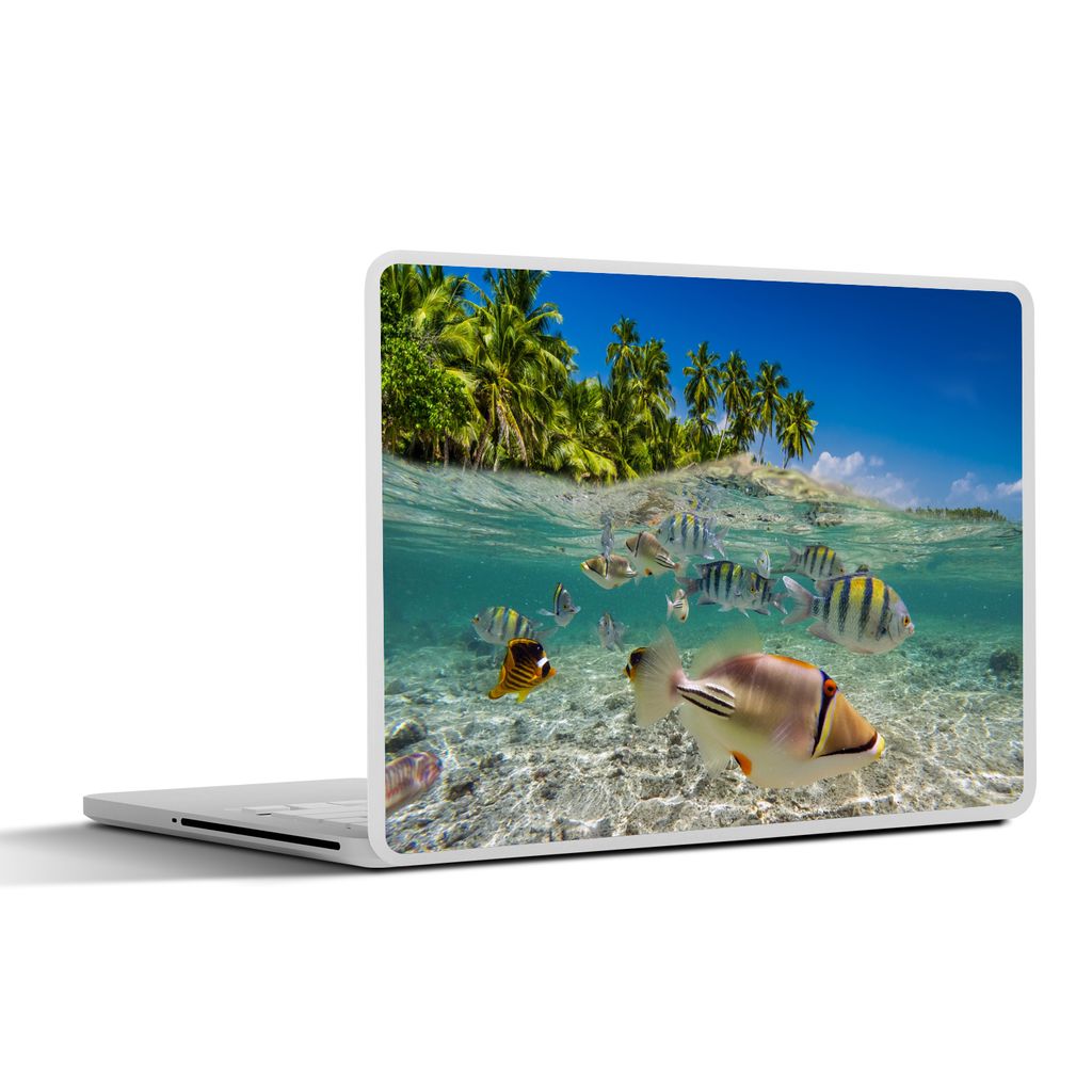 MuchoWow Laptop Aufkleber Sticker Cover Strand - Angeln - Tropisch 31x22.5 cm - Laptop-Deko