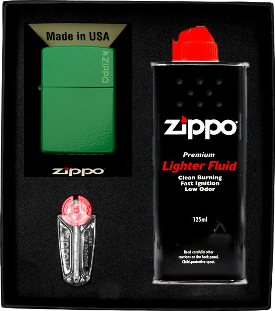 Feuerzeug-Set ZIPPO GOLF GREEN MATTE LOGO Geschenk No1