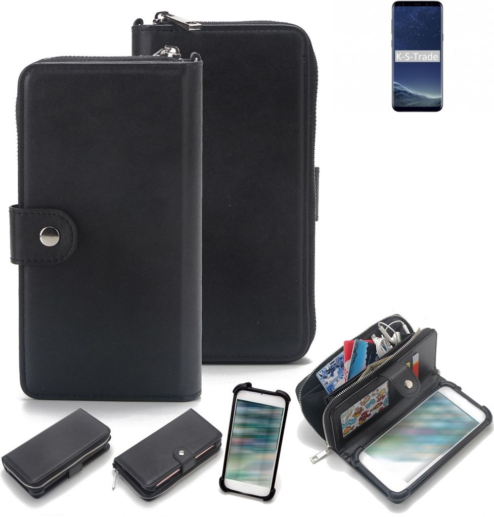 K-S-Trade 2in1 Handyhülle Schutzhülle kompatibel mit Samsung Galaxy S8 & Portemonnee Cover Handy Hülle Case Etui Geldbörse Wallet Bookstyle