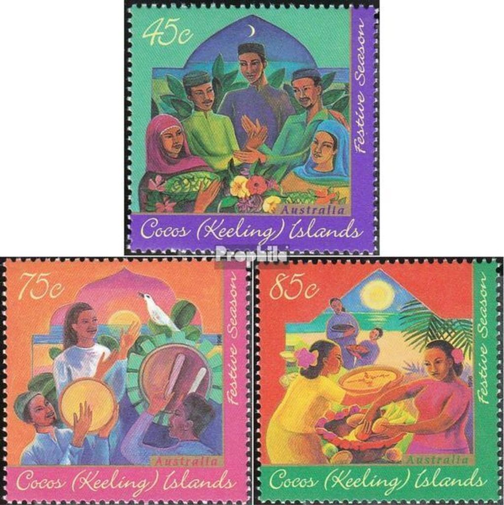 Briefmarken Kokos-Inseln 1996 Mi 343-345 (kompl.Ausg.) postfrisch Hari-Raya