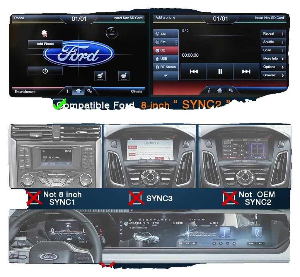 Bezdrátové Carplay, snadná instalace, kompatibilita s Ford Obrázek produktu 