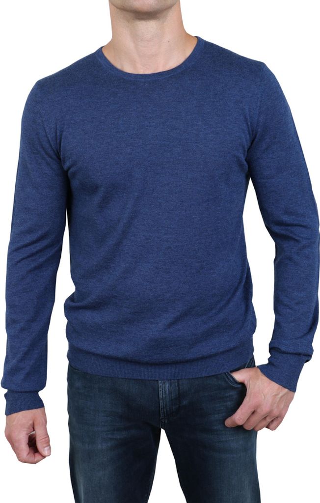 Olymp Level 5 Pullover Rundhals Navy Schurwolle
