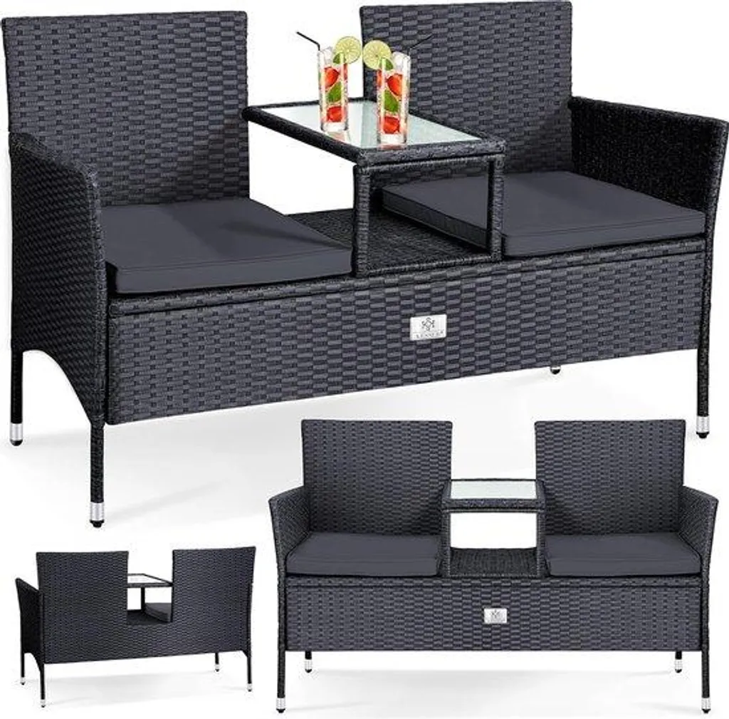 Ensemble de salon de balcon anthracite 133x55x84 cm pour petit espace