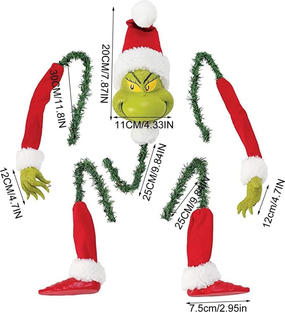 5 Stück Weihnachtsbaum-Hängedekorationen, festliche Ornamente, Geschenk, grüne Elfe für Heimdekoration, Party-Atmosphäre
