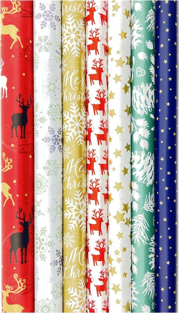 Weihnachtsgeschenkpapier - Weihnachtspapier für Weihnachten - verschiedene Größen - 7 Rollen