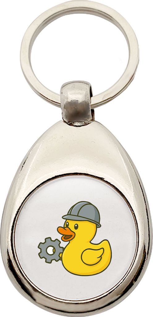 Huuraa Schlüsselanhänger Quietscheente Maschinenbau Comic Gummiente Metall Schlüsselring Einkaufswagenchip Geschenkidee