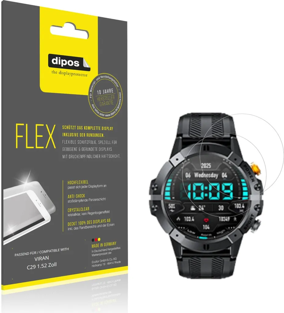 2x Pellicola protettiva per VIRAN C29 1.52 Zoll, rivestimento al 100%, Protezione dipos Flex