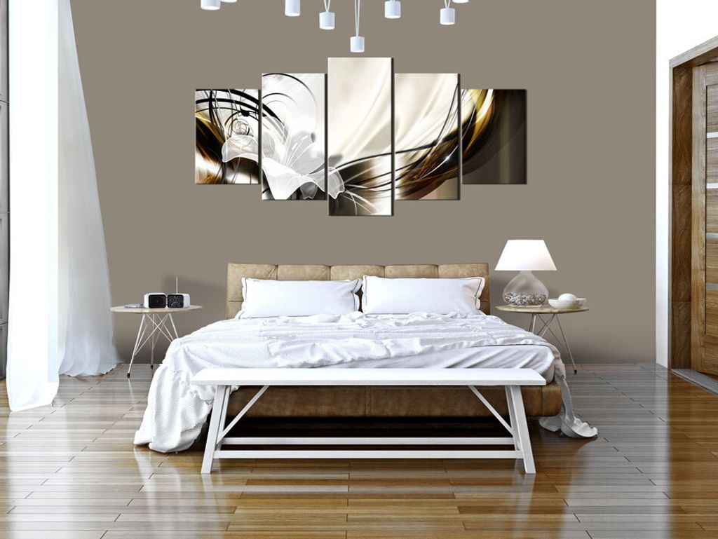 Akustikbild Blumen Lilien 200x100 cm Bilder Akustikschaum Hochleistungsschallabsorber Schallschutz Leinwand 5 tlg Wandbild Raumakustik Schalldämmu...