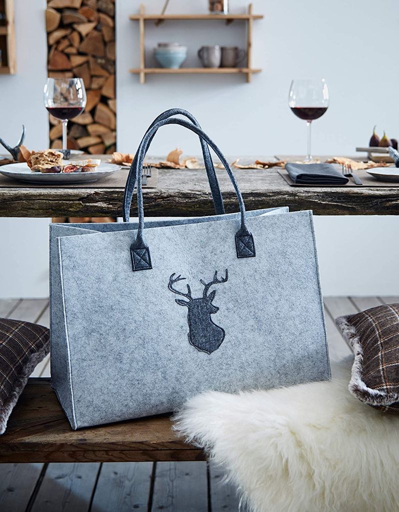ohne Marke Filztasche Hirsch" grau/schwarz OneSize" Produktbild 