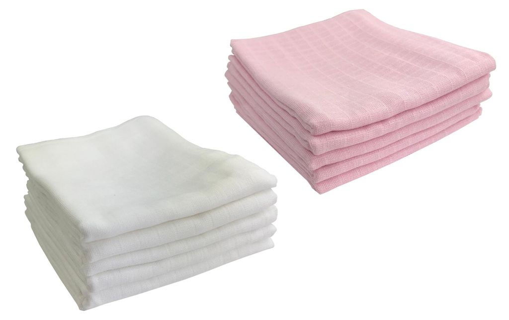 Mulltücher Baby 10er Set einfarbig 80 x 70 cm – Spucktücher Produktbild 