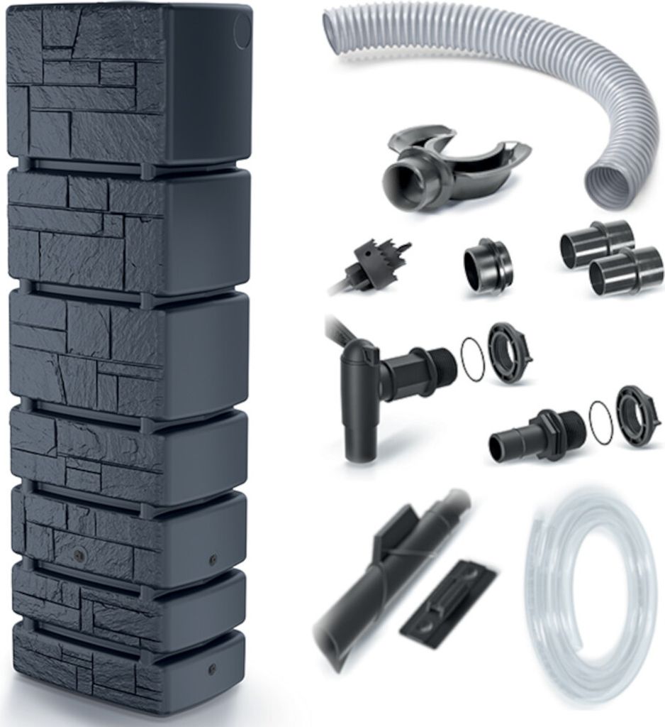 Set Turmstein 350L Regenwassertank + Anschlusskit für Produktbild 