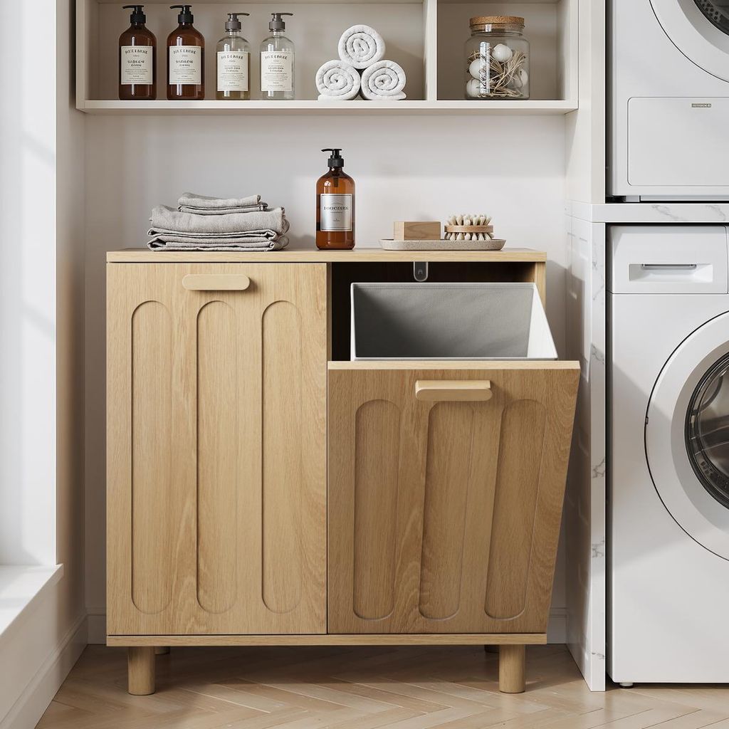 Opklapbare wasmand met uitneembaar binnenwerk, eikenkleur, Productafbeelding 