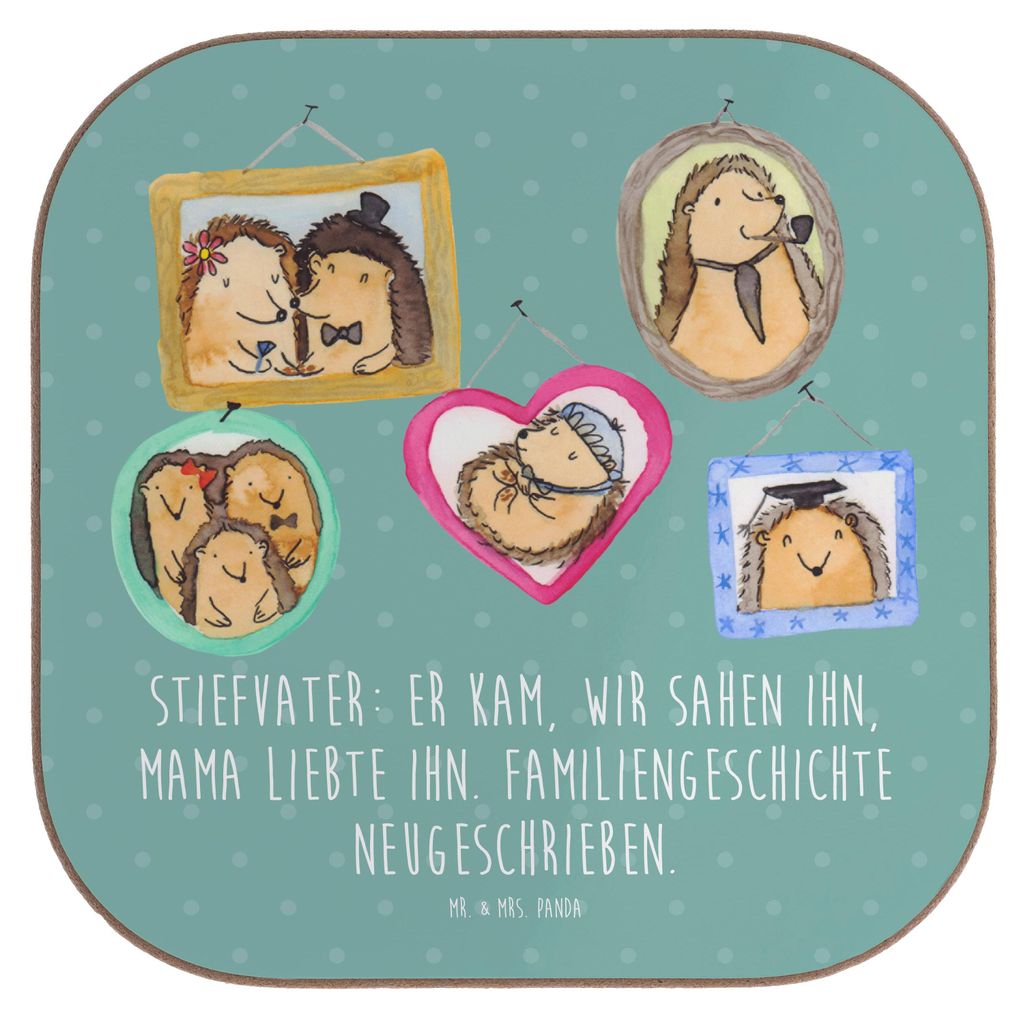 Mr. & Mrs. Panda Tischuntersetzer Stiefvater Liebe - Meeresbrise - Geschenk, Familie Verwandte, eckiger untersetzer, gläseruntersetzer, Unterstüt...