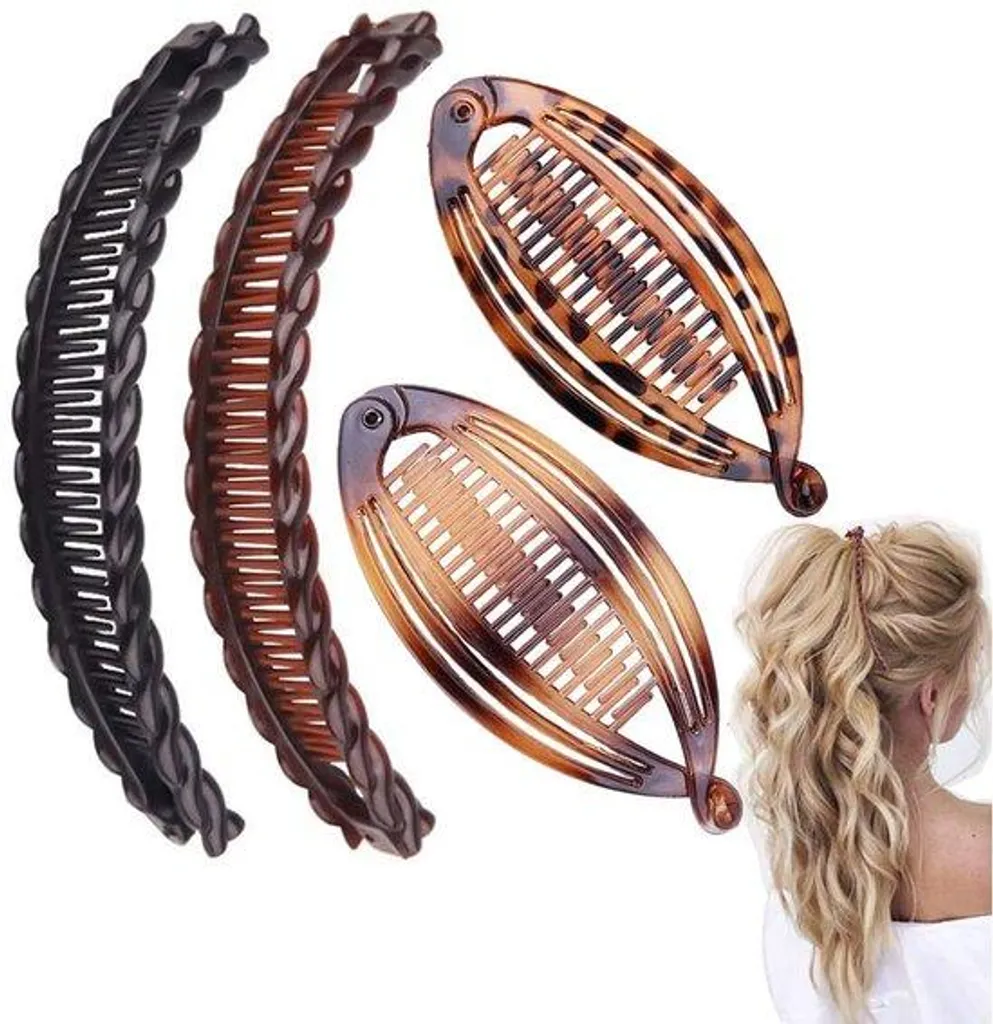 Barrettes banane pour coiffure queue de cheval haute et chignon facile