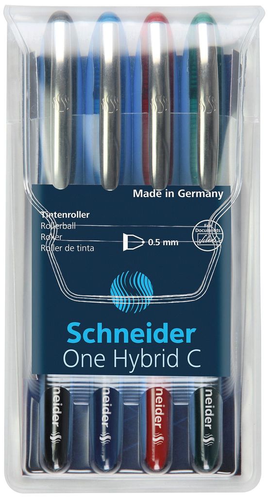 Schneider Tintenroller One Hybrid C 0.5 4er Etui, farbig Produktbild 