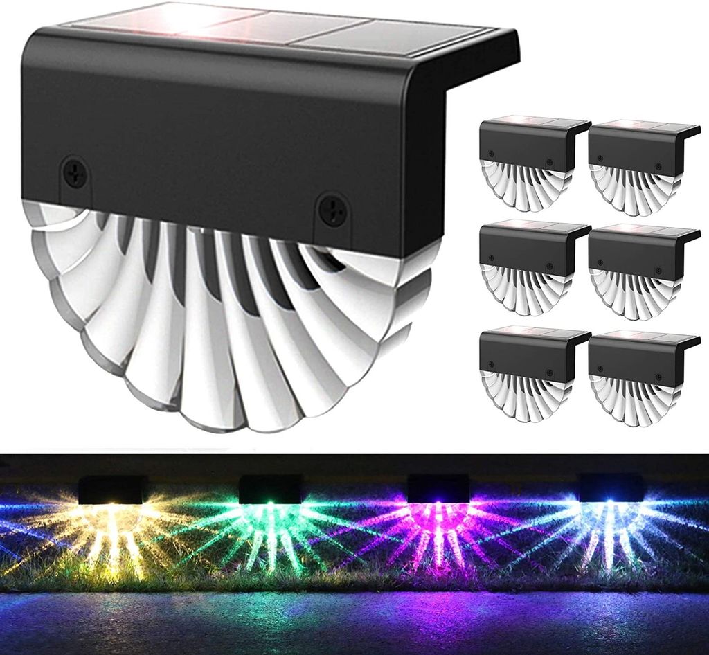 Treppenlicht Außengarten Innenhof Stufenzaun Wandleuchte Solar RGB Farbe LED Acrylschale Warmweiß 8er Pack