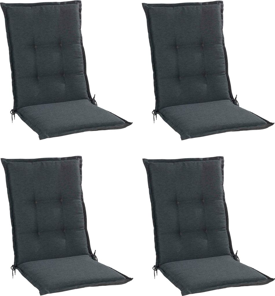 Gartenstuhlauflagen - Dunkelgrau - Mittellehner - 4er Set