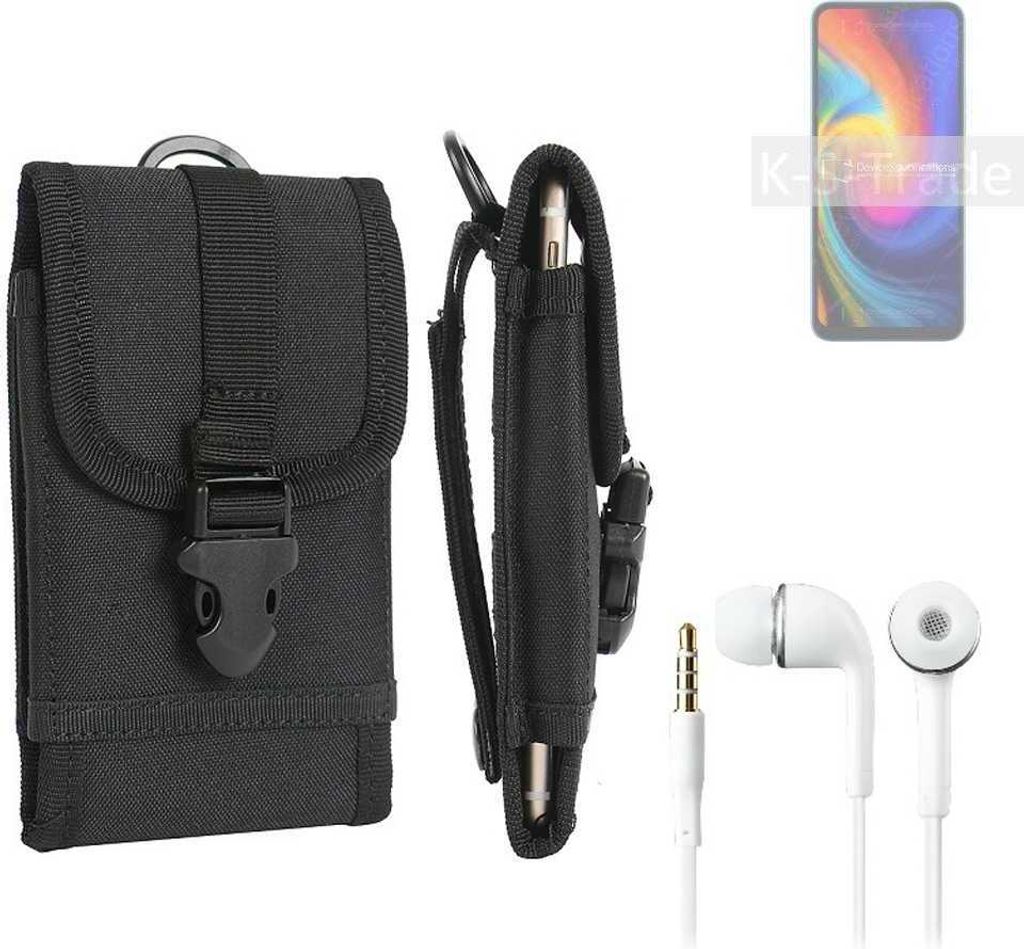 K-S-Trade Holster Schutz Hülle kompatibel mit UMIDIGI F3S Gürteltasche Handy Hülle Tasche outdoor Seitentasche schwarz 1x + Kopfhörer