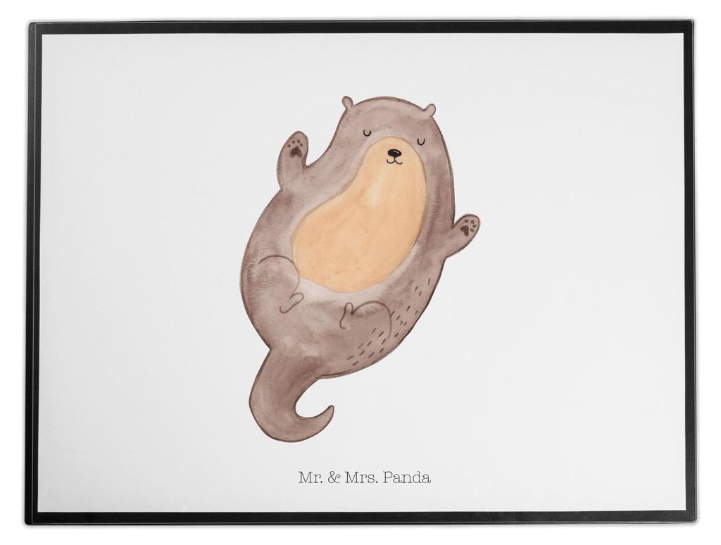 Mr. & Mrs. Panda schreibauflage Otter Umarmen - Weiß - Geschenk, bastelunterlage, Unterlage Schreibtisch, gut Gelaunt, Optimistisch, glücklich, S...