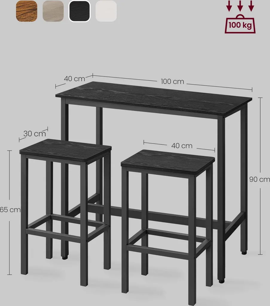 Table de bar compacte et mange-debout pour cuisine étroite 100x40x90 cm