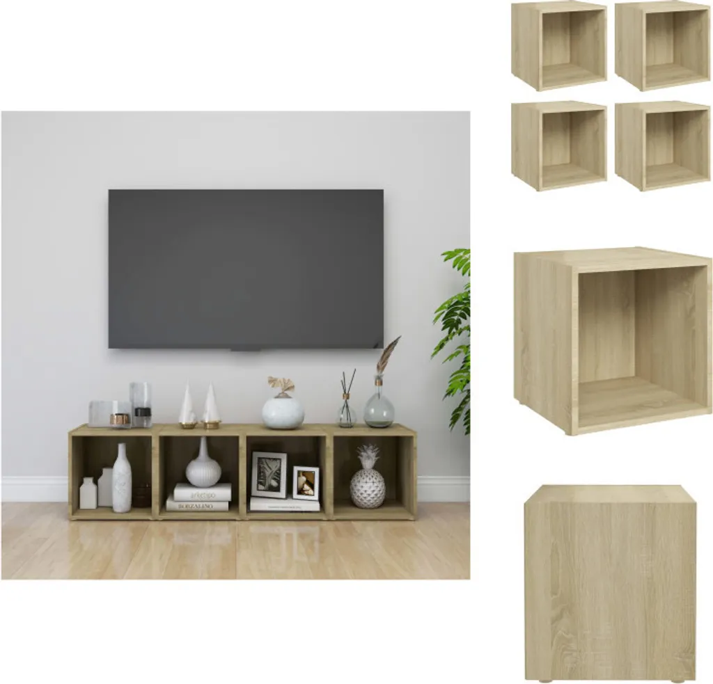 vidaXL Mobili TV 4 pezzi rovere Sonoma 37x35x37 cm materiale a base di legno - Mobili TV