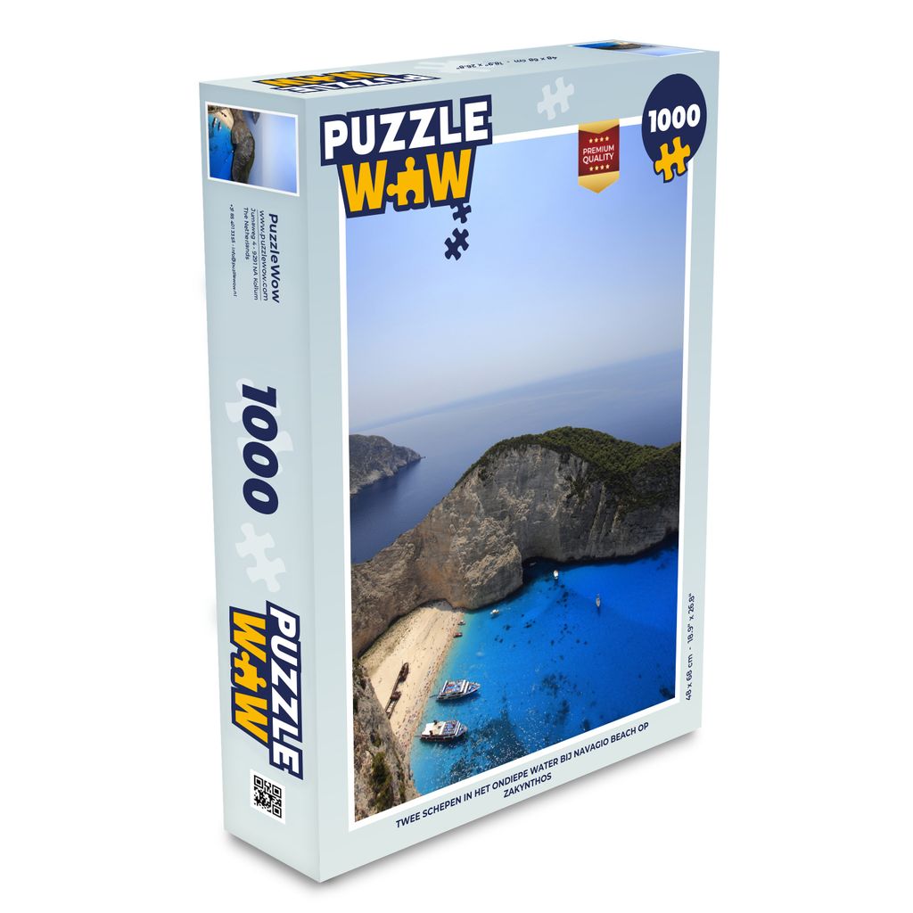 MuchoWow Puzzle 1000 Teile Zwei Schiffe im seichten Wasser am Strand von Navagio auf Zakynthos - Spielzeug - Alt und Jung - Spiele - Puzzeln
