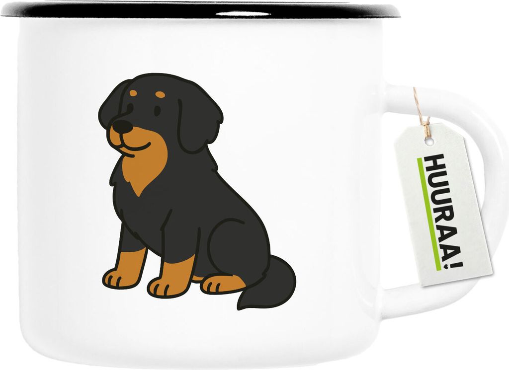 Huuraa Emaille Tasse Hovawart Comic Hovi 300ml Vintage Campingbecher Geschenkidee