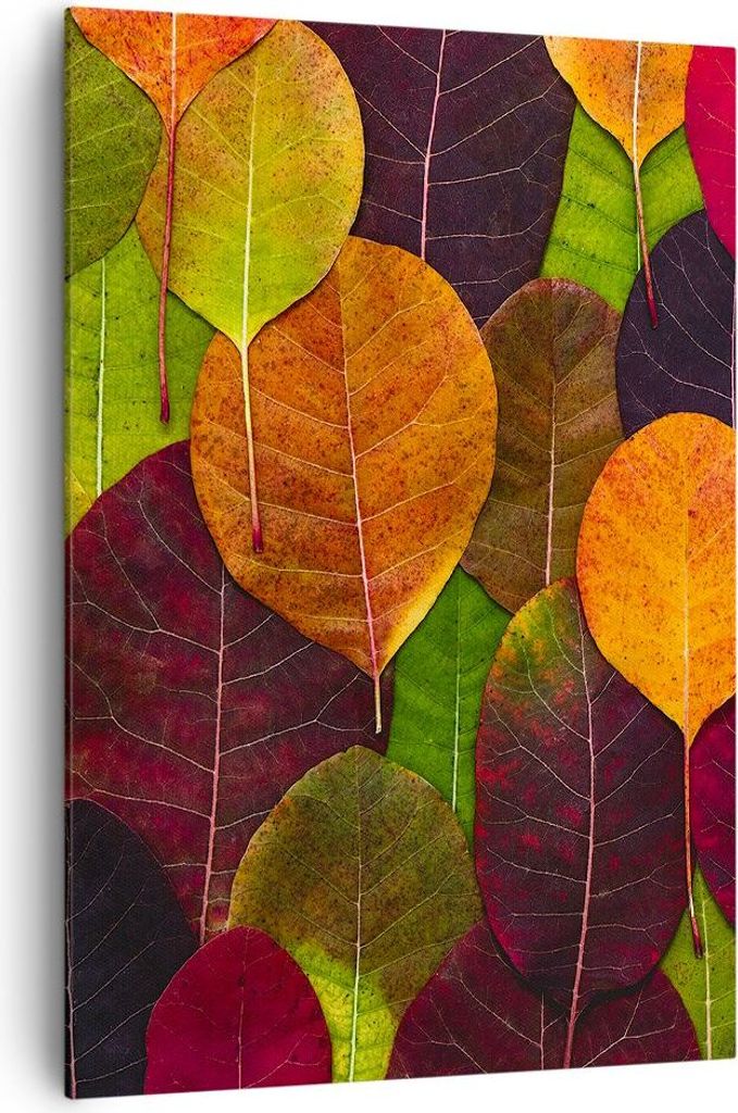 Bild auf Leinwand - Leinwandbild - Einteilig - Herbst Blätter Grafiken - 70x100cm - Wand Bild - Wanddeko - Wandbilder - Leinwanddruck - Wanddekora...